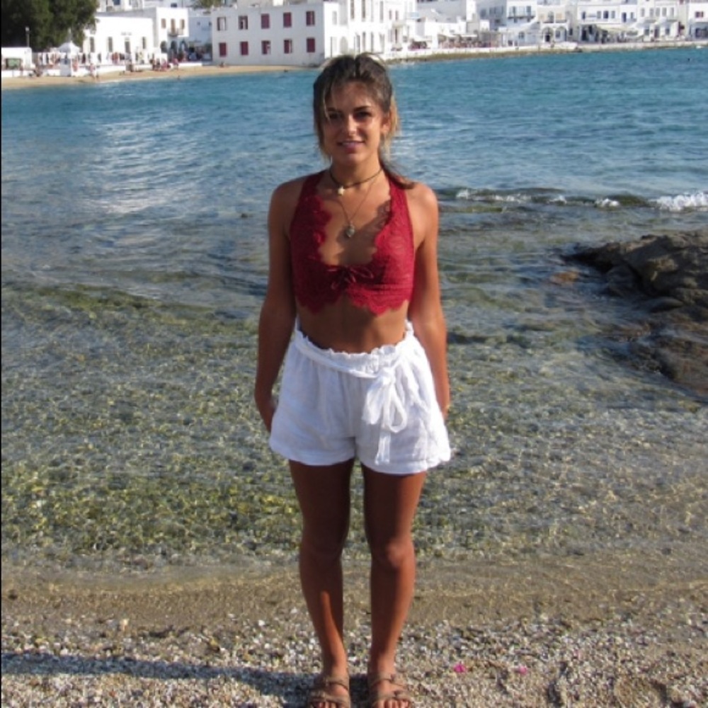 European linen white flow shorts